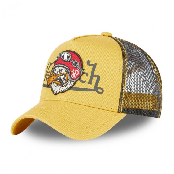 red and yellow von dutch hat