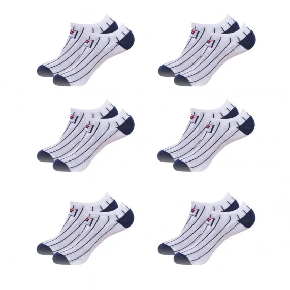 Lot de 6 Chaussettes Sneaker Blanche Rayures (Chaussettes de sport) Fila chez FrenchMarket