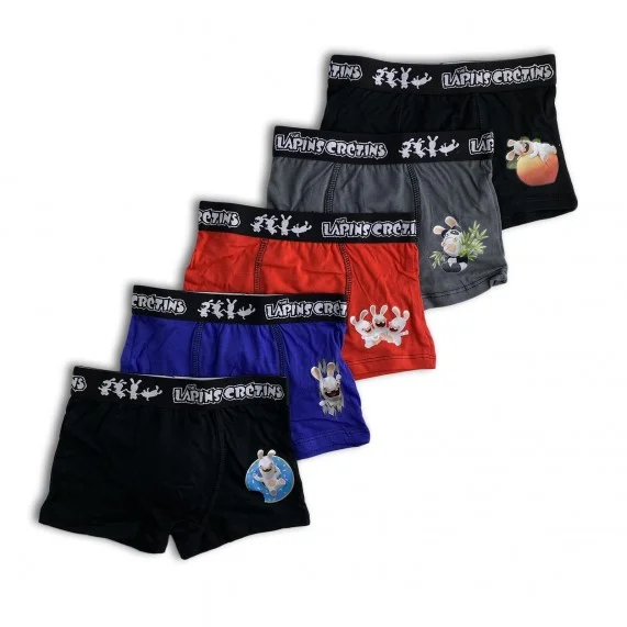 Set di 5 boxer in cotone per ragazzi Rabbids (Boxer da ragazzo) French Market chez FrenchMarket