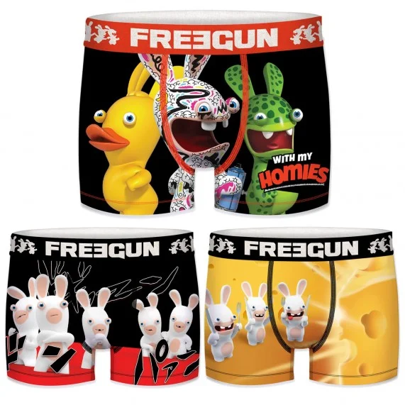 Juego de 3 calzoncillos Rabbids para hombre (Calzoncillos para hombre) Freegun chez FrenchMarket