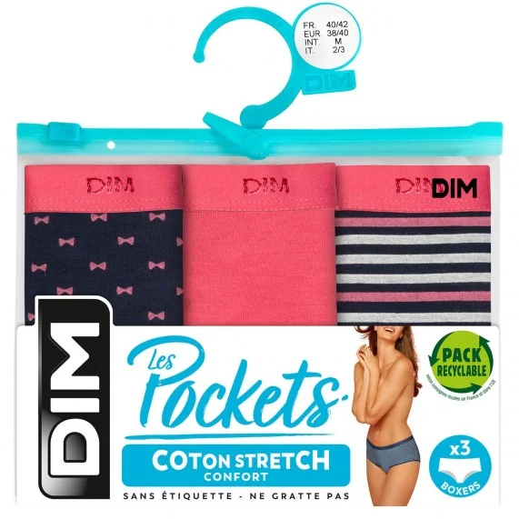 Set di 3 boxer in cotone stretch "Les Pockets de Dim" (Boxer - Slip) Dim chez FrenchMarket