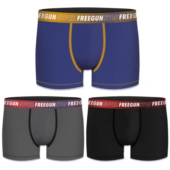 Lot de 3 Boxers Coton Homme Never Stop (Lot boxers Homme) Freegun chez FrenchMarket