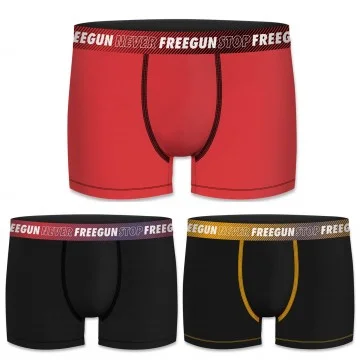 Set van 3 Never Stop katoenen boxers voor mannen (Herenboxershorts) Freegun chez FrenchMarket