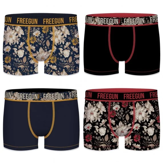 Lot de 4 Boxers Homme Coton Bio Flowers/Skull (Boxers) Freegun chez FrenchMarket