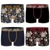 4er-Set Herren-Boxershorts aus Bio-Baumwolle Blumen/Totenkopf (Boxershorts für Männer) Freegun auf FrenchMarket