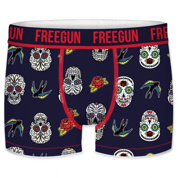 Set di 4 boxer da uomo in cotone biologico Flowers/Skull (Boxer da uomo) Freegun chez FrenchMarket