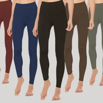 Pack of 5 Fleece-Lined Warm Opaque Leggings (Legging) French Market on FrenchMarket