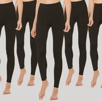 Pack of 5 Fleece-Lined Warm Opaque Leggings (Legging) French Market on FrenchMarket