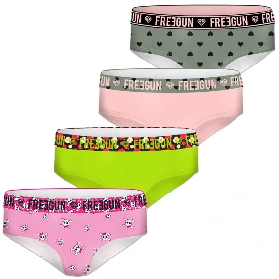 Juego de 4 bóxers de algodón para niñas (Boxers/Shorty) Freegun chez FrenchMarket