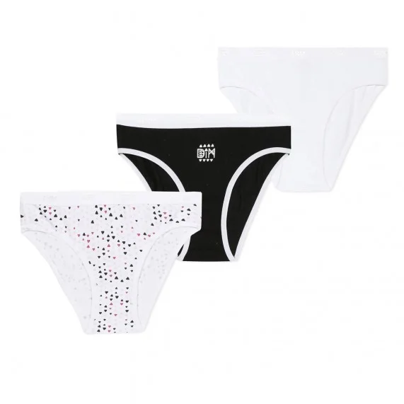 Set of 3 Girls' Fancy Cotton Stretch Panties "The Pockets (Panties) Dim on FrenchMarket