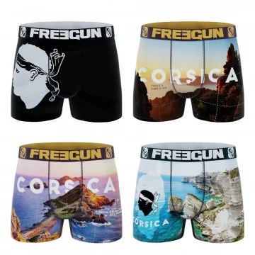 Lot de 4 Boxers Homme Microfibre "La Corse" (Lot boxers Homme) Freegun chez FrenchMarket