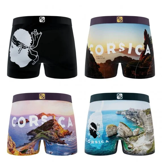 Lot de 4 Boxers Homme Microfibre "La Corse" (Boxers) Freegun chez FrenchMarket