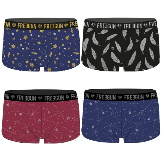 Set di 4 pantaloncini fantasia per ragazza (Boxer/Shorty) Freegun chez FrenchMarket