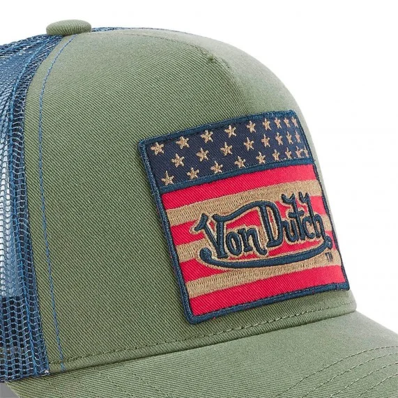 Von Dutch Casquette Square Style Trucker USA Flag Kaki (Cappellino) Von Dutch chez FrenchMarket