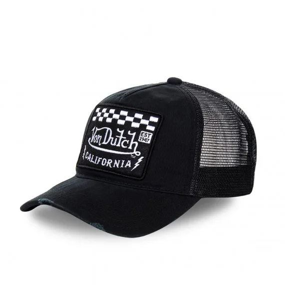 Cappellino da camionista nero California Damier (Cappellino) Von Dutch chez FrenchMarket