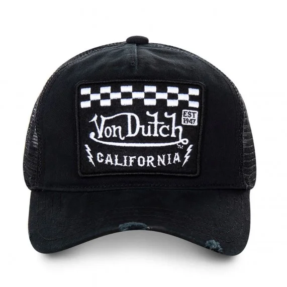 Cappellino da camionista nero California Damier (Cappellino) Von Dutch chez FrenchMarket