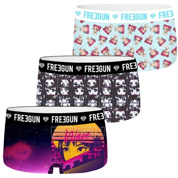 Lot de 3 Shorties Femme Fantaisie (Boxer Femme) Freegun chez FrenchMarket