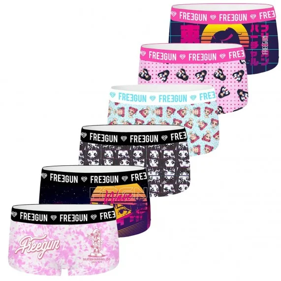 Lot de 6 Shorties Femme Fantaisie (Boxers) Freegun chez FrenchMarket