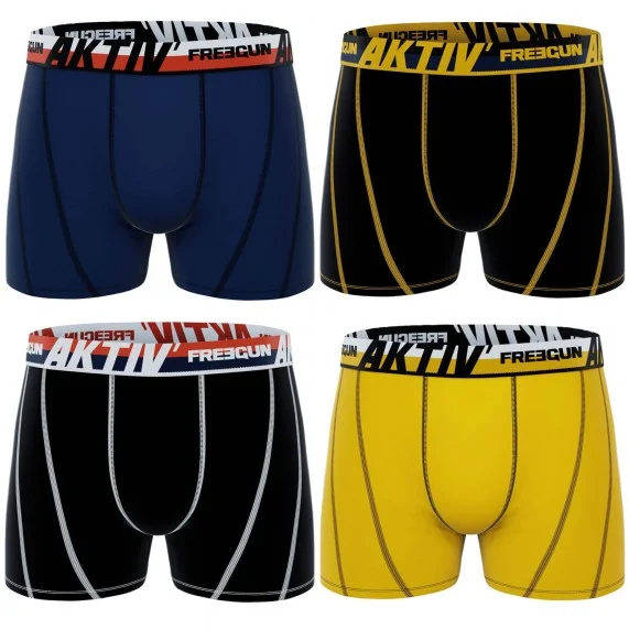 Set van 4 AKTIV Sport Katoenen Boxers voor Mannen "Oefenen & Trainen (Herenboxershorts) Freegun chez FrenchMarket