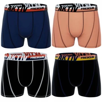 Set van 4 AKTIV Sport Katoenen Boxers voor Mannen "Oefenen & Trainen (Herenboxershorts) Freegun chez FrenchMarket