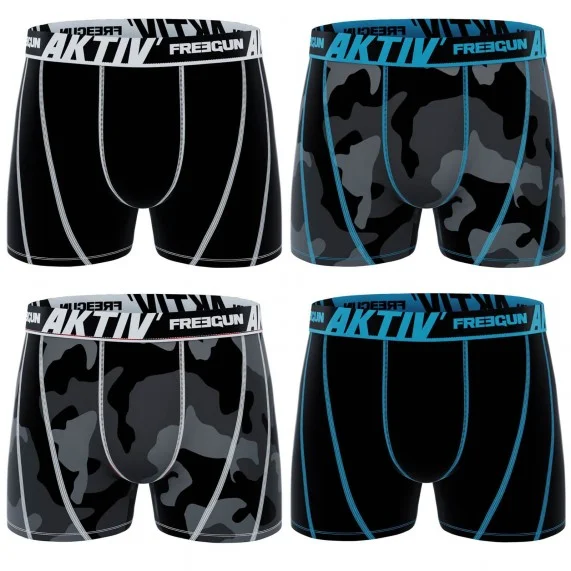 Set van 4 AKTIV Sport Katoenen Boxers voor Mannen "Camou (Herenboxershorts) Freegun chez FrenchMarket