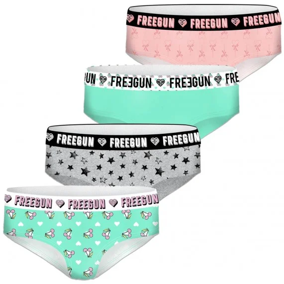 Lot de 4 boxers Fille en Coton (Boxers/Shorty) Freegun chez FrenchMarket