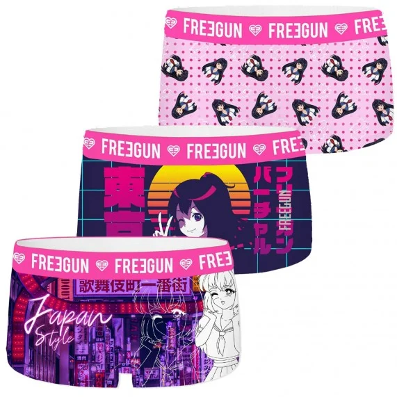 Lot de 3 Shorties Femme Fantaisie (Boxer Femme) Freegun chez FrenchMarket