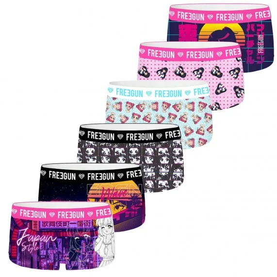 Juego de 6 calzoncillos de fantasía para mujer (Boxers) Freegun chez FrenchMarket