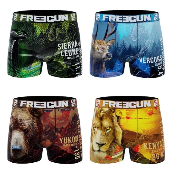 Pack di 4 boxer animali in microfibra riciclata per ragazzi (Boxer da ragazzo) Freegun chez FrenchMarket