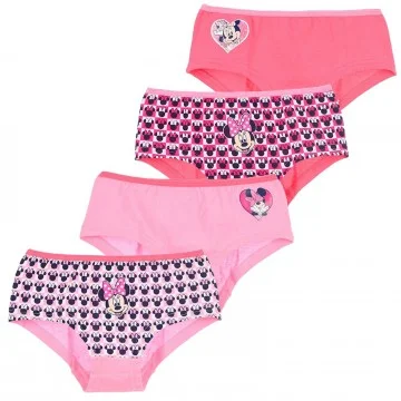 Set di 4 pantaloncini in cotone da ragazza Minnie Disney (Boxer/Shorty) French Market chez FrenchMarket