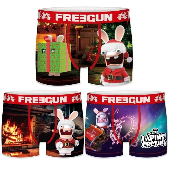 Juego de 3 calzoncillos Rabbids para hombre (Calzoncillos para hombre) Freegun chez FrenchMarket