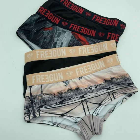 Set di 4 pantaloncini fantasia per ragazza (Boxer/Shorty) Freegun chez FrenchMarket