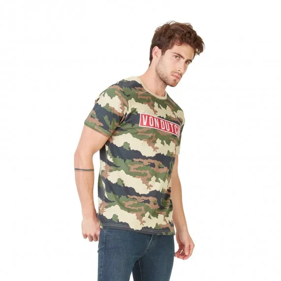 Von Dutch Heren t-shirt Bells Camouflage Logo Rood (T-shirts) Von Dutch chez FrenchMarket