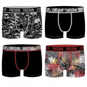 Set of 4 Men's Cotton Boxers "Skull Graffiti (Boxers) Freegun on FrenchMarket