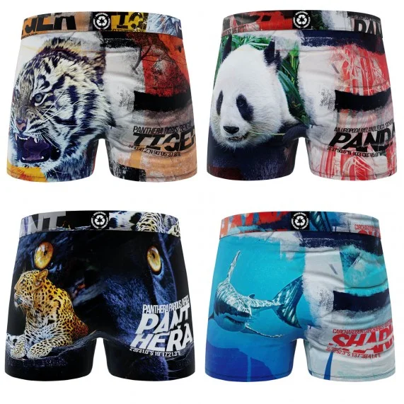 Lot de 4 Boxers Homme Microfibre Recyclé Animaux (Lot boxers Homme) Freegun chez FrenchMarket