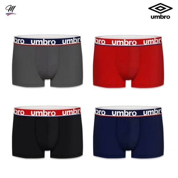 Juego de 4 bóxers para hombre 100% algodón (Calzoncillos para hombre) Umbro chez FrenchMarket