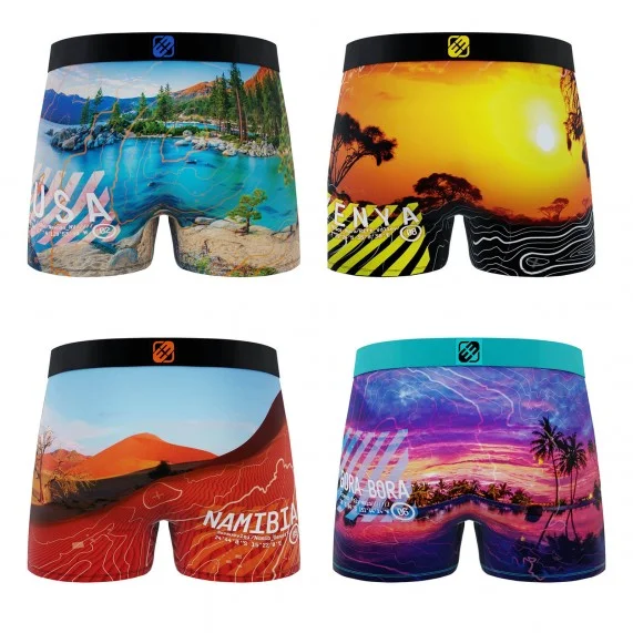 Set van 4 herenboxers van gerecyclede microvezel Paysage du Monde (Herenboxershorts) Freegun chez FrenchMarket