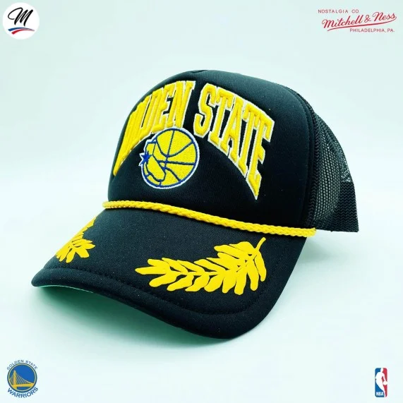 Golden State Warriors HWC "Gold Leaf" NBA Trucker Cap (Caps) Mitchell & Ness on FrenchMarket