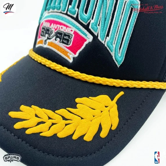 NBA San Antonio Spurs HWC "Gold Leaf" Trucker Cap (Cap) Mitchell & Ness auf FrenchMarket