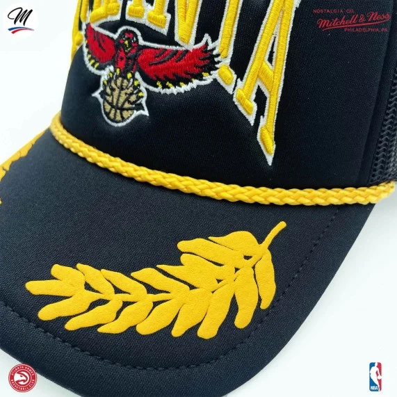 Atlanta Hawks HWC Cappello Trucker NBA "Foglia d'Oro (Cappellino) Mitchell & Ness chez FrenchMarket