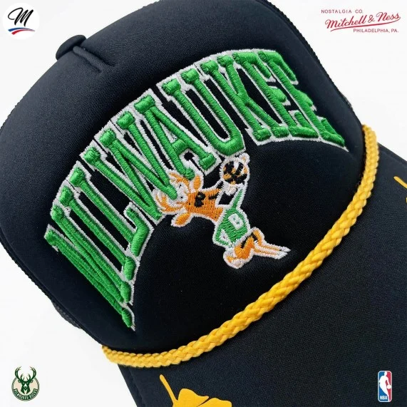 Cappello Trucker NBA "Foglia d'oro" dei Milwaukee Bucks HWC (Cappellino) Mitchell & Ness chez FrenchMarket