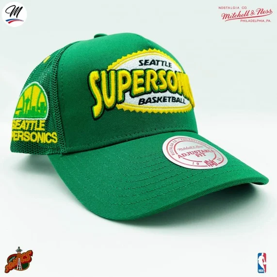 Cappello Trucker Seattle Supersonics HWC "Team Seal" NBA (Cappellino) Mitchell & Ness chez FrenchMarket