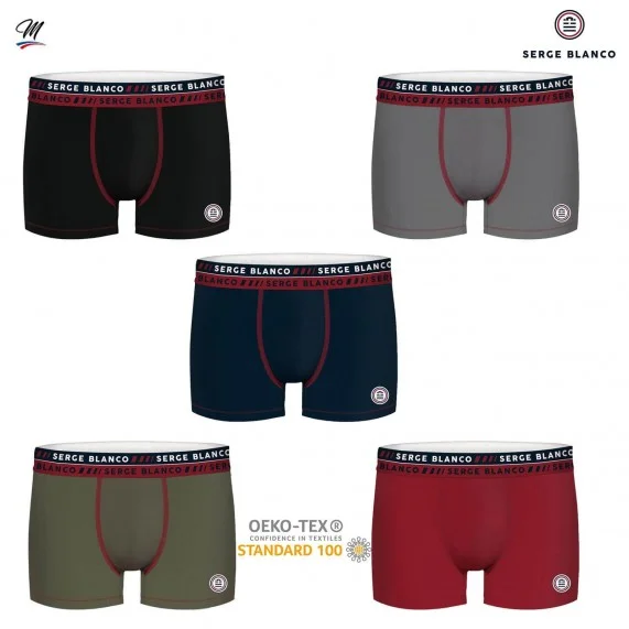 Set di 5 boxer da uomo in cotone (Boxer da uomo) Serge Blanco chez FrenchMarket