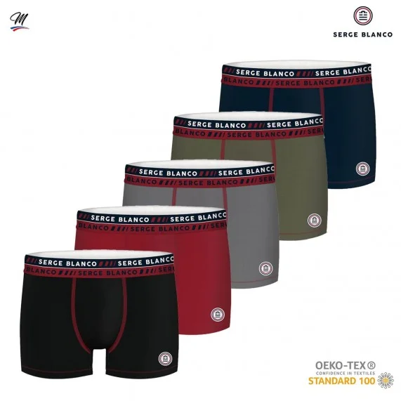 5er-Pack Herren-Boxershorts aus Baumwolle (Boxershorts für Männer) Serge Blanco auf FrenchMarket