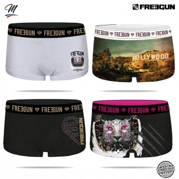 Set di 4 pantaloncini Panther Holly da ragazza (Boxer/Shorty) Freegun chez FrenchMarket