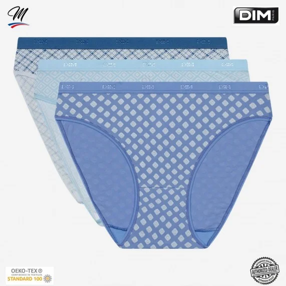 3er Set Cotton Stretch Fancy Panties "Les Pockets de Dim" (Höschen) Dim auf FrenchMarket