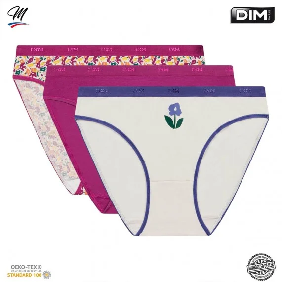 3er Set Cotton Stretch Fancy Panties "Les Pockets de Dim" (Höschen) Dim auf FrenchMarket