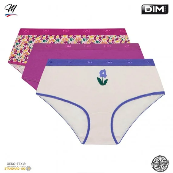 Lot de 3 Boxers Fantaisie Coton Stretch "Les Pockets de Dim" (Boxer Femme) Dim chez FrenchMarket