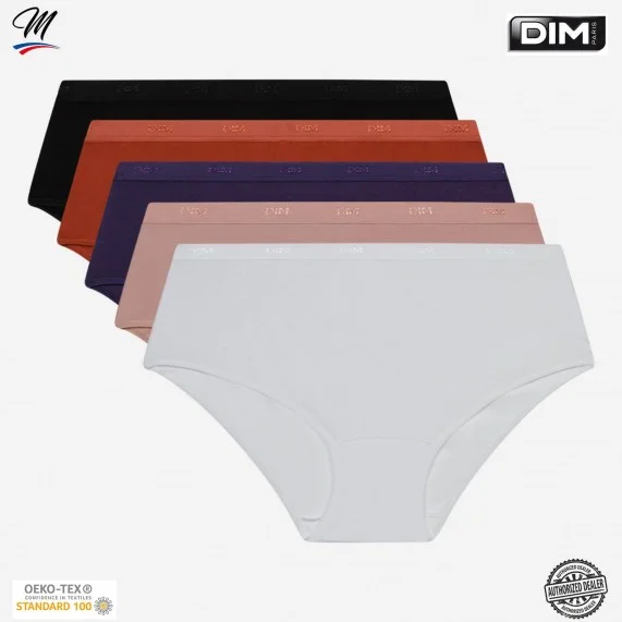 Lot de 5 Boxers Unies Coton Stretch "EcoDim" (Boksers) Dim chez FrenchMarket