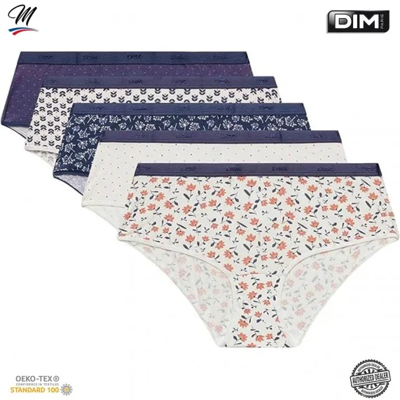 Lote de 5 bóxers elásticos de algodón de fantasía "Les Pockets de Dim" (Boxers) Dim chez FrenchMarket